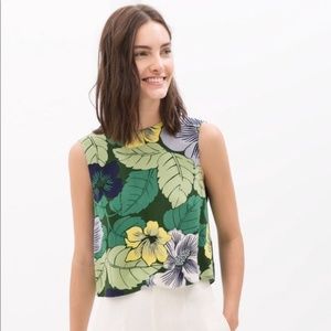 Zara Cropped Floral Top with Keyhole Open Back